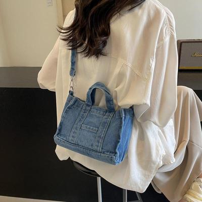 Retro Street Trend Canvas Crossbody Bag - Large Capacity Denim Shoulder Bag for College Students and Shopping