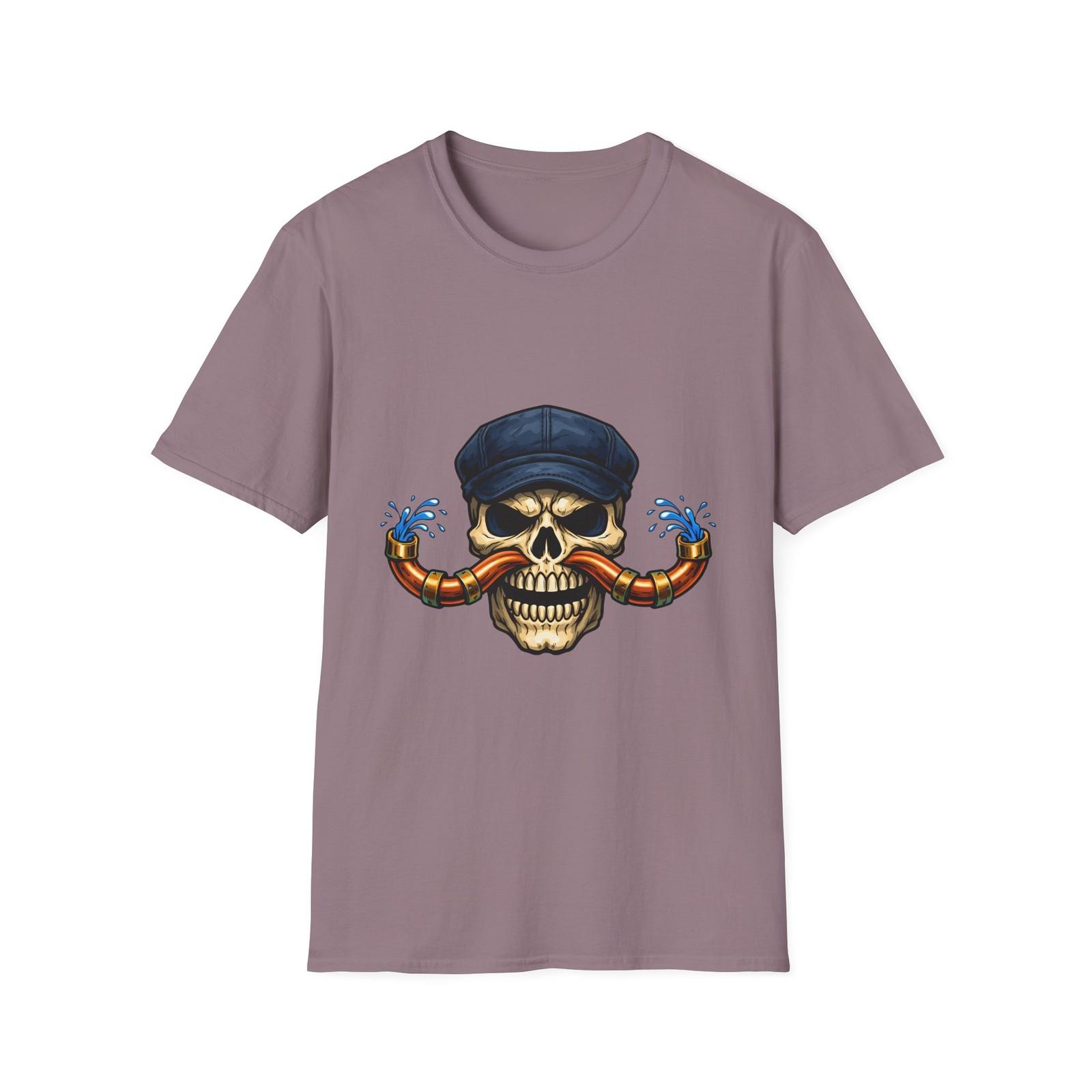 Plumber Skull Emblem Funny Mustache Water Cartoon Unisex Softstyle T-Shirt S разноцветный