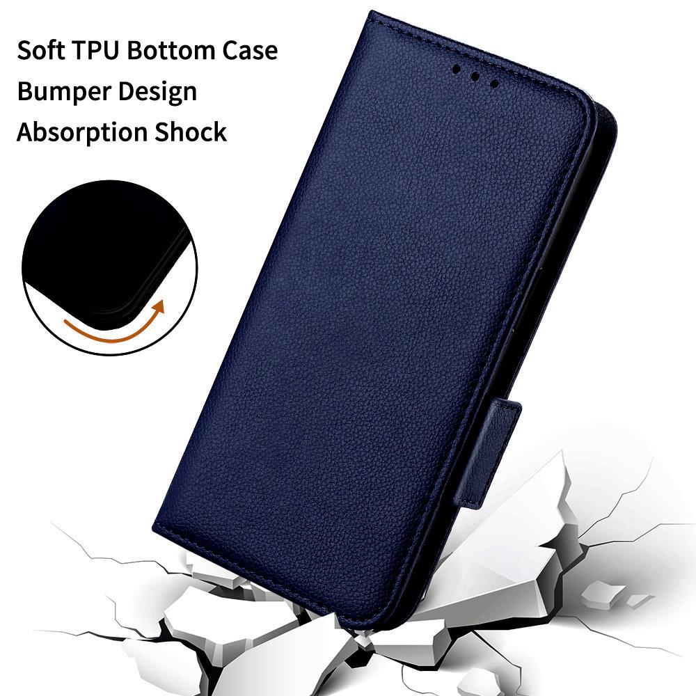For iPhone 16 Plus Case with Wrist Strap Litchi Texture PU Leather Wallet Phone Cover