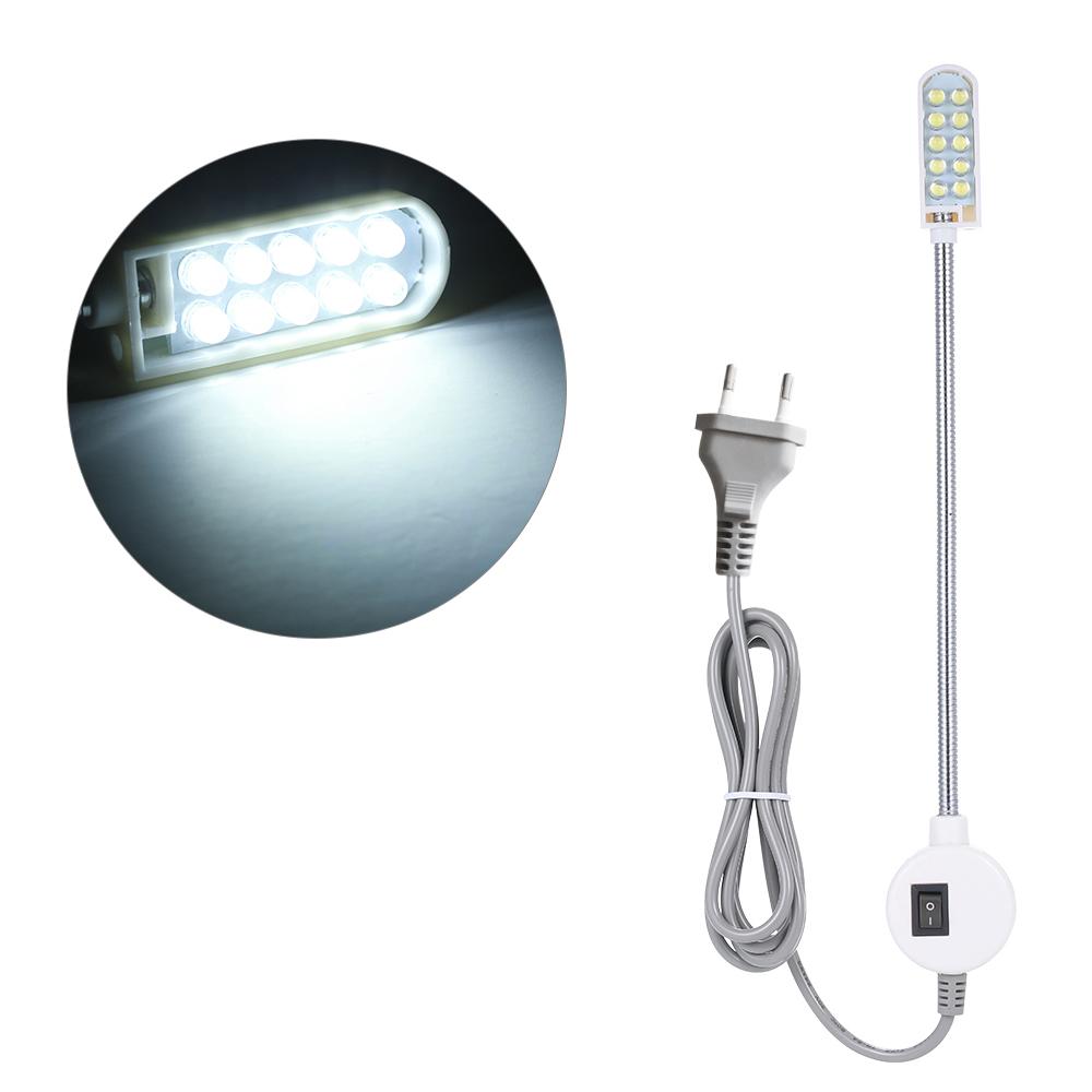 AC110 245v 0.5w 10 LED Sewing Machine Light Lamp Magnetic Fixed Base Button Switch Flexible Bendable Gooseneck