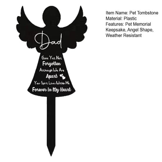Pet Tombstone Religious Symbol Angel Shape Memorial Stone Pet Loss Gift Cat Dog Remembrance Headstone for Garden Yard