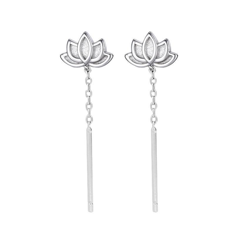 Popular Lotus Tassel Earrings: New Chinese Style Slimming Ear Studs with Lotus Pod Flower for Women