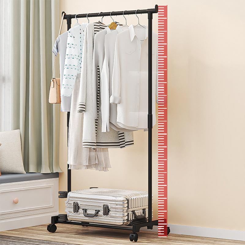 Double-Rod Clothes Rack Clothes Rack With Hooks Hanging Clothe Organizer For Bedroom Movable Bedroom Clothing Hanger With Wheels