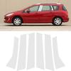 6Pcs Silvery Car Door Window Column BC Pillar Post Cover Trim PC Material Sticker for Peugeot 308 SW/Touring 2007-2014