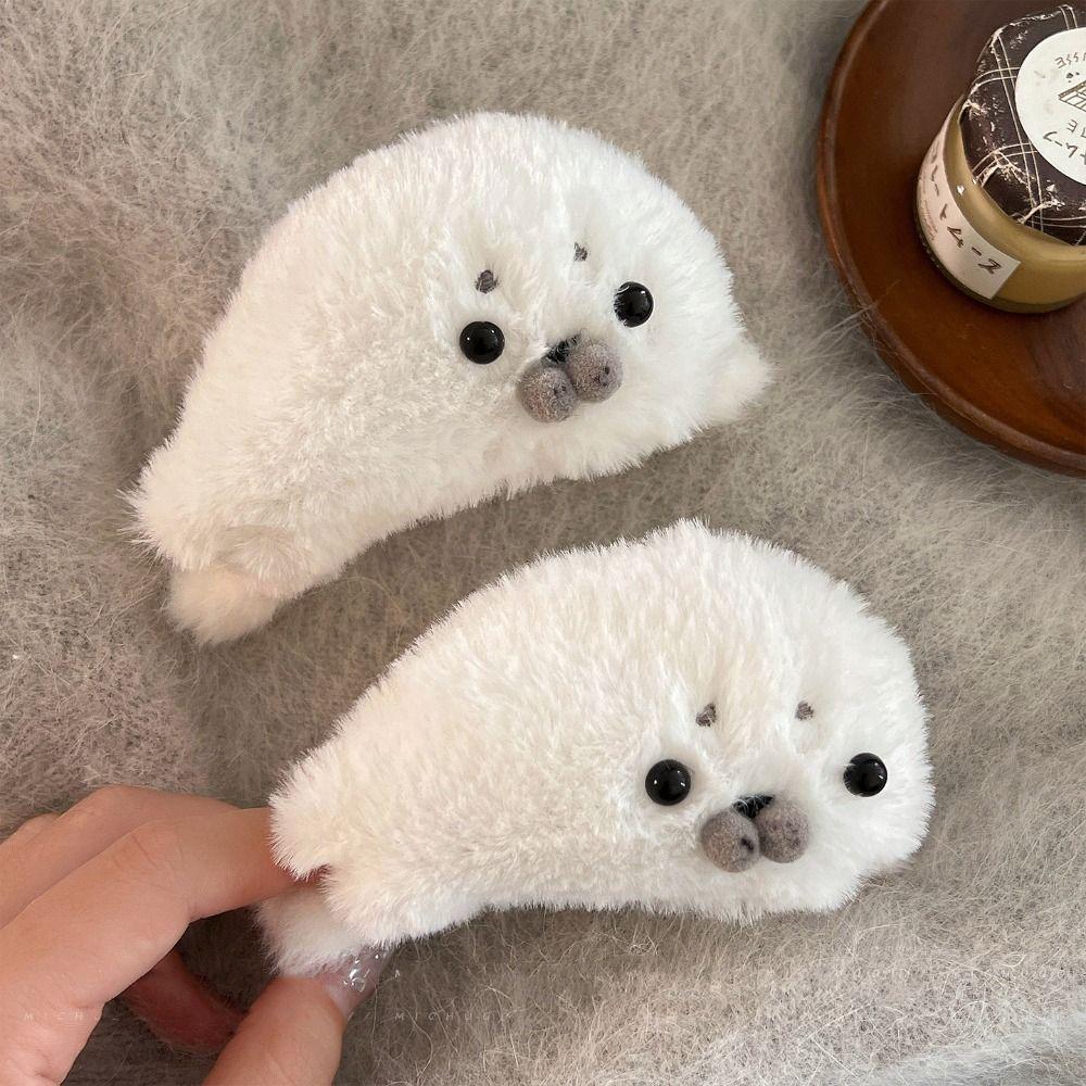 Animals Plush Hair Clip Cute Large Shark Clip Personalized Little Seal Hair Claw Female