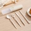 Wheat Straw Portable Cutlery Set with Storage Box Reusable Spoon Fork Chopsticks Travel Tableware Kit Utensils for Students