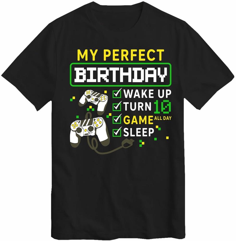 

Customize Age 10th Birthday Gaming 10 Years Old Perfect Gamer Gift Boys T-Shirt 4XL