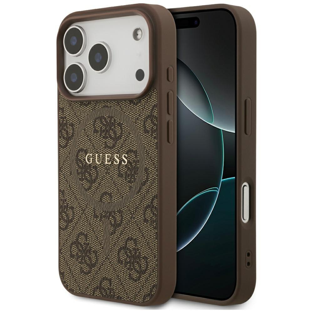Guess 4G Ring Classic Logo MagSafe Case for iPhone 17 Pro Brown