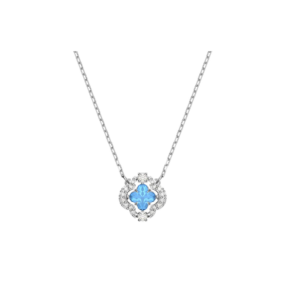 Swarovski Una Rhodium Plated Cubic Zirconia Necklace Women necklace Blue 5642927 Box (Random Color)