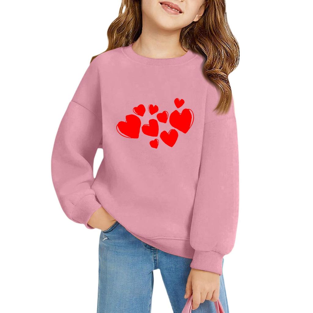 Mädchen Rundhals-Pullover für Kinder Bedruckte Baby-Oberteile Valentinstag