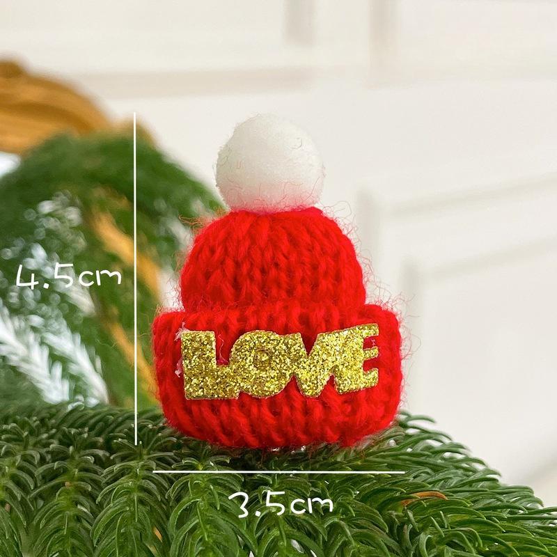 

1 шт. Рождественская шапка, вязаная шерстяная шапка, милый мини-набор для пальцев, украшения для рождественской елки красный