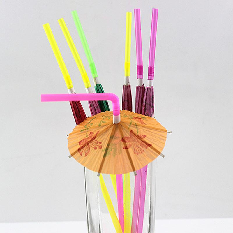 30/60PCS Umbrella Drink Straws Disposable Straw Party Juice Cocktail Birthday Summer Beach Party Decoration Supplies TMZ