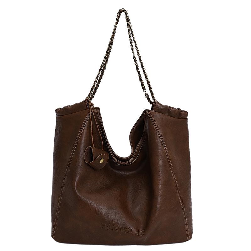 Retro bag women's large capacity 2025 new autumn and winter versatile simple shoulder bag premium texture commuter tote bag