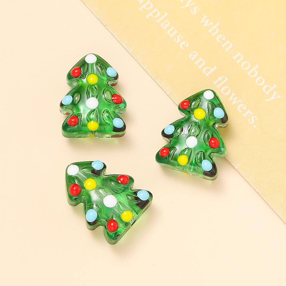 1pcs Glass Gingerbread Man Beads Christmas Tree Spacer Bead for Christmas Decoration DIY Jewelry Making Accessories