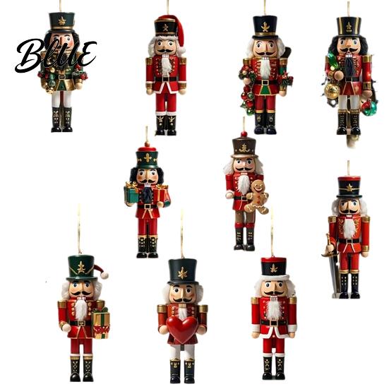 Indoor Christmas Fireplace Decorations Nutcracker Ornaments Durable Wooden Hanging Figurines Country Style Assorted Soldier Figures Decorations,