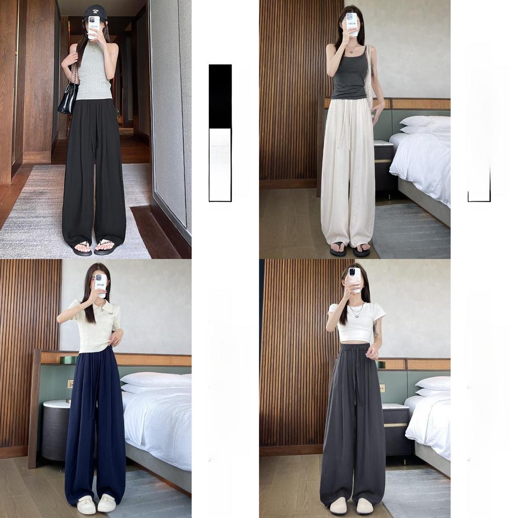 Tencel Linen Wide Leg Pants For Women With High Waist Summer Casual Fit
