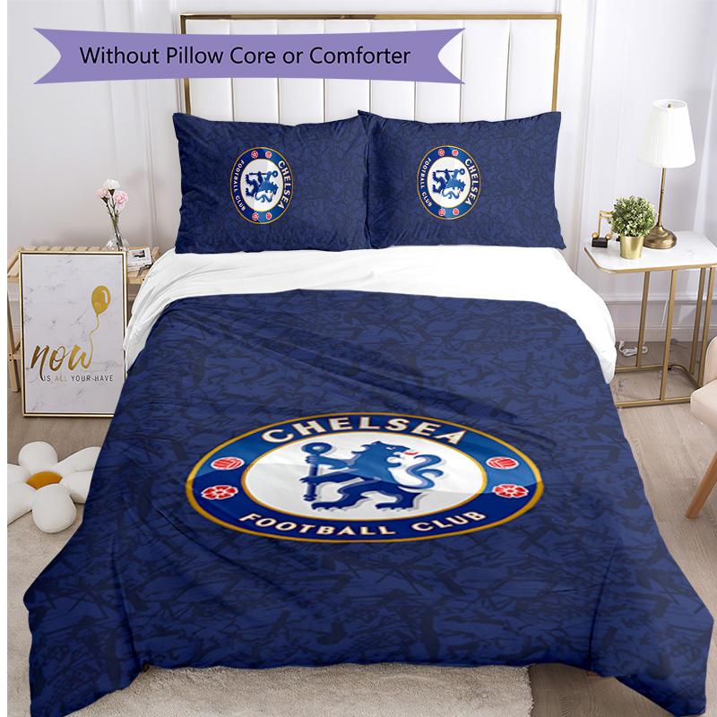Set Lenzuola 3 Pezzi Stampato Chelsea FC Morbido Delicato sulla Pelle Lavabile Copripiumino e Federe Set Tutte le Stagioni Camera da Letto