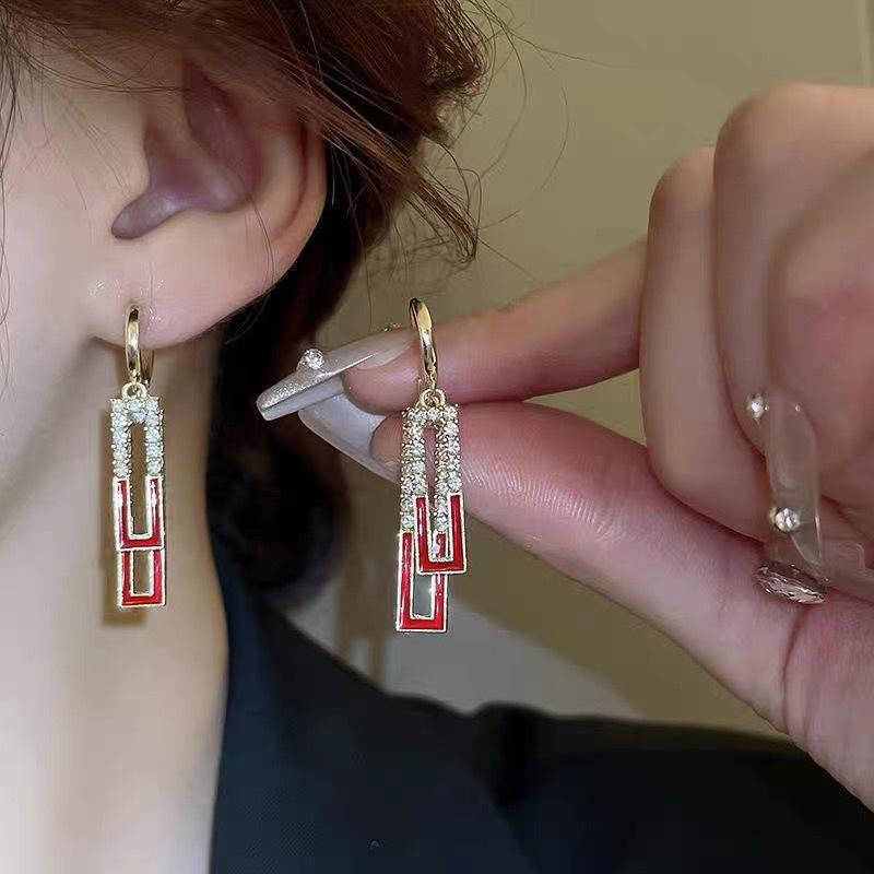 

Unique Design Shiny Crystal Zircon Square Dangle Earrings for Women Gold Color Rhinestone Geometric Earring Trend Jewelry Gift