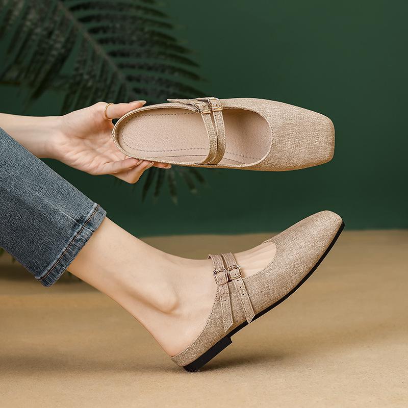 Women's 2024 Summer Flat Mule Slippers - Pointed Toe, Half Coverage, Evening Wear