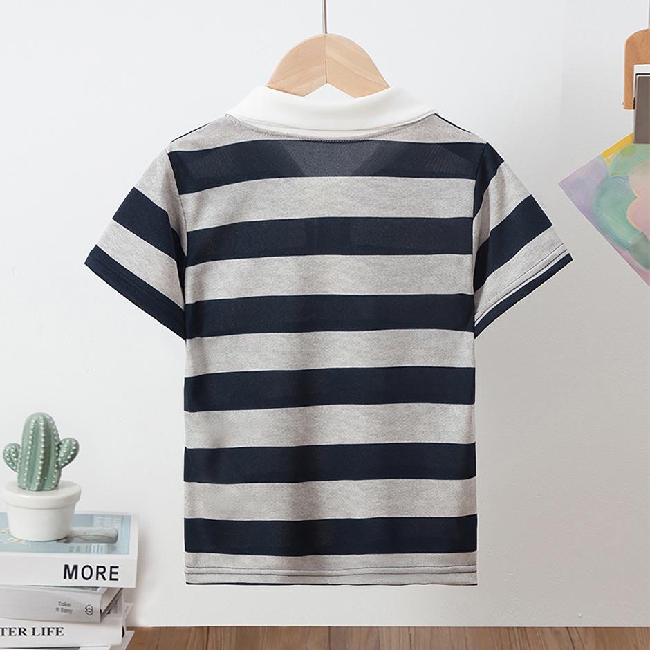 Kids' Striped Multicolor Polo Shirt - Boys' Gentleman Casual or Girls' Solid Short Sleeve Tee
