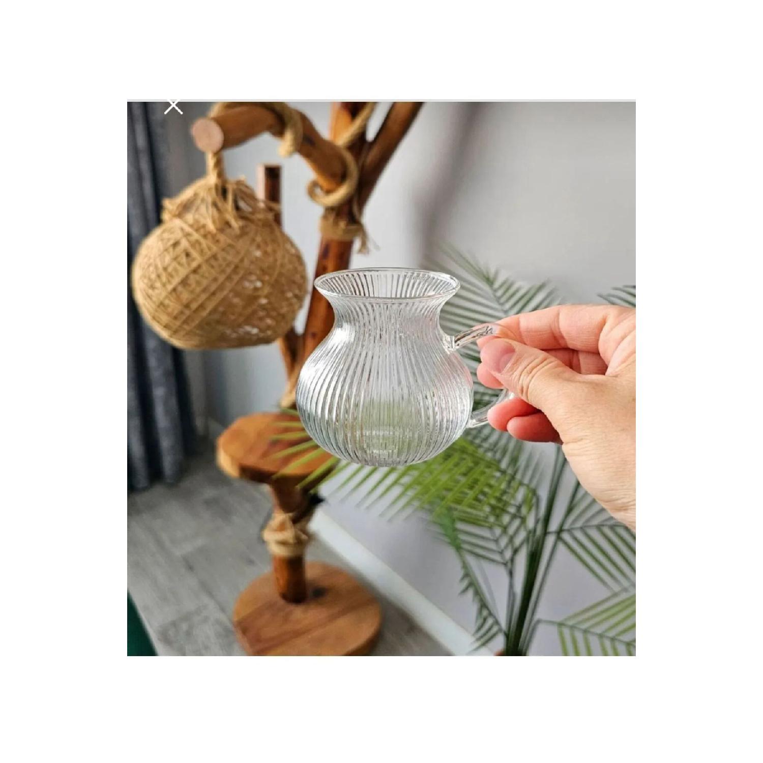 

Origami Style Set Of 6 Enjoyable Borosilicate Glass Handle Tea Cups чистый