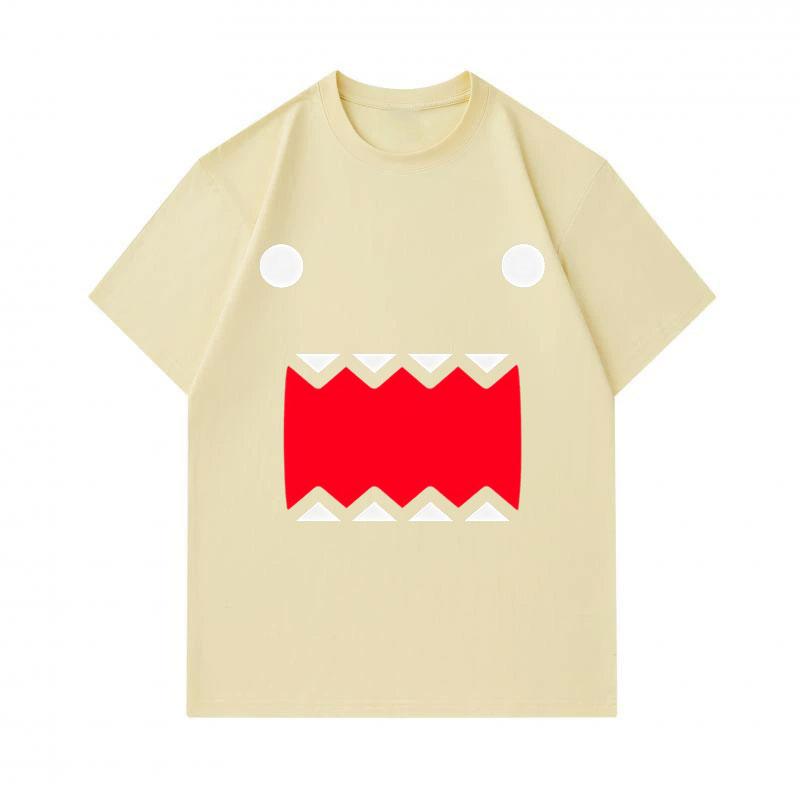 Men's 100% Cotton Short Sleeve O-Neck T-Shirt, Cute Cartoon Big Mouth Monster Print Casual Soft Breathable Tee for Daily Wear Summer Basic Loose Fit T