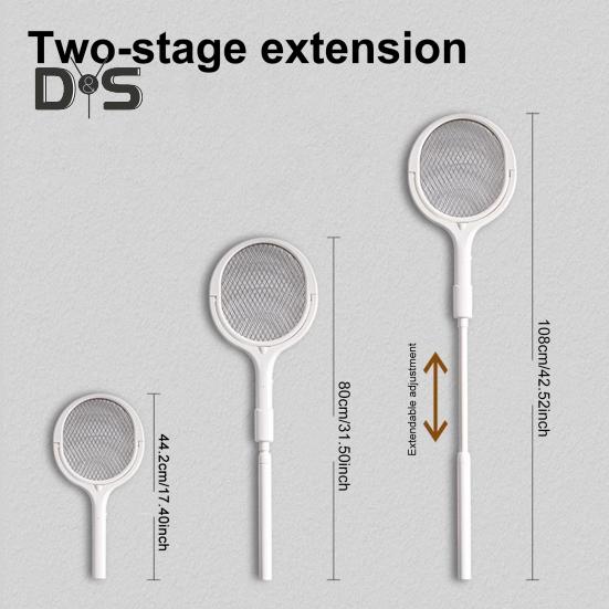 Rotating Head Electric Fly Swatter USB Rechargeable Adjustable 3500 Volt Indoor Outdoor Portable Handheld Standing Fly Zapper Racket