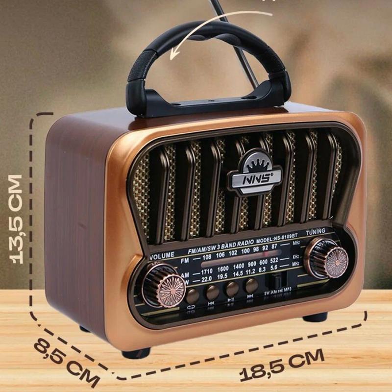 Retro mini FM rádio Klasický FM přijímač Vintage Bluetooth reproduktor Heavy Bass Subwoofer TF přehrávač Dobíjecí rádia pro dárek