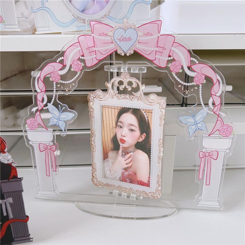 Cute Acrylic Photo Frame Desktop Stand for Idol Polaroids, K-Pop Collectibles, Instax Mini, Fan Photocard Display Holder