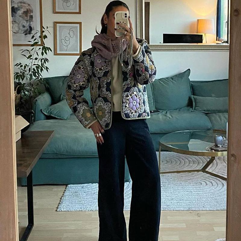 Двусторонняя свободная хлопковая куртка с принтом — фото 7