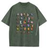 Russian Alphabet With Animals Russian T-shirts Women Cool Funny Tops & Tees Graphic T Shirt Casual Washed For Men Autumn