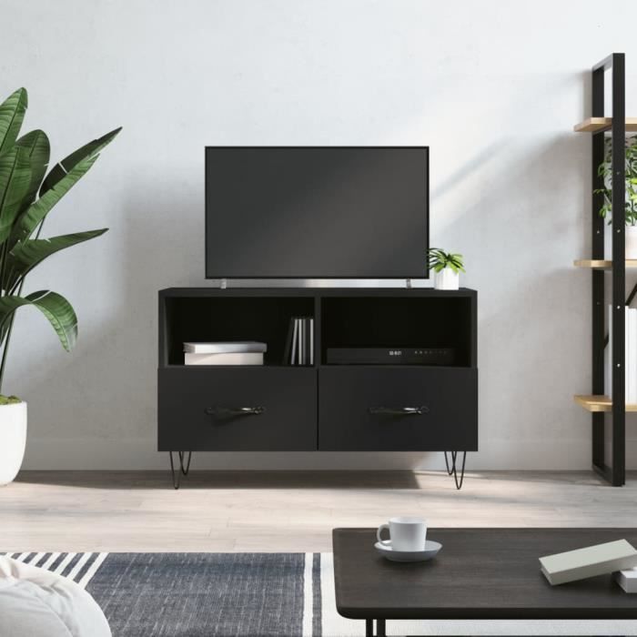 VidaXL Meuble TV Noir 80x36x50 cm Bois d'ingénierie 828965