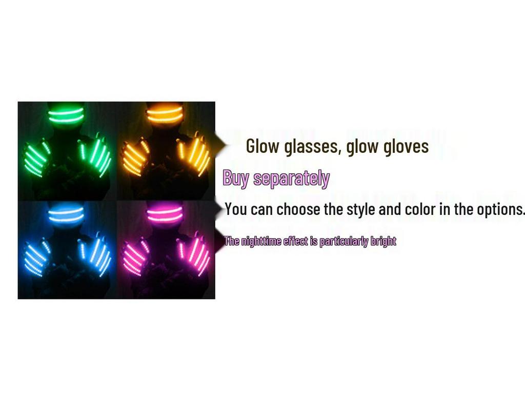 LED Laser Gloves & Glasses Set for Dance Performance - Luminous Props for Atmosphere & Interaction.