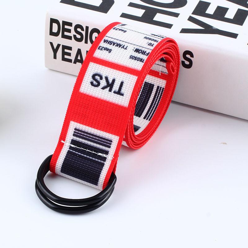 

Unisex Fabric Waist Belt With Double Ring Buckle And Canvas Strap For Daily Wear красный