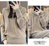 Women's Hooded Loose Knit Sweater - Korean Style Solid Color Cardigan for Autumn/Winter Layering