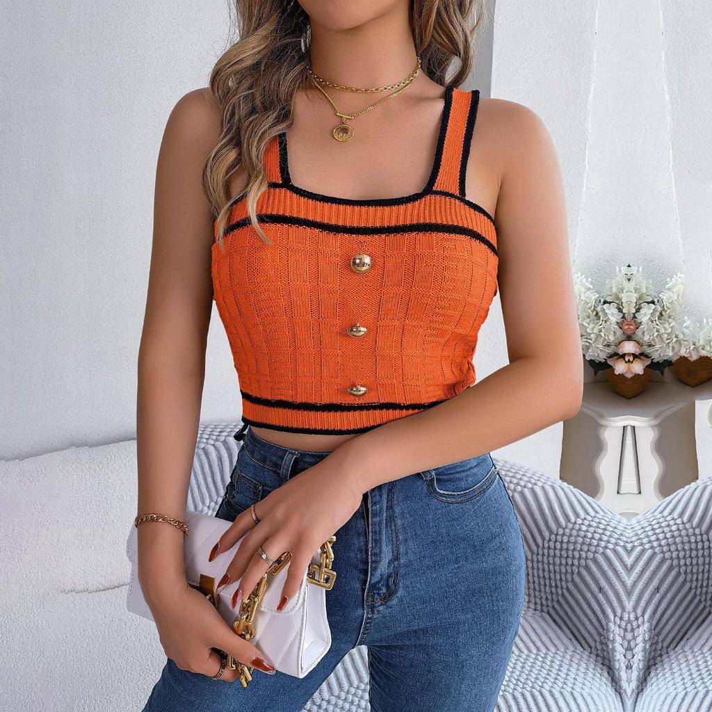 Women Sleeveless Neck Tees V Solid Color T Shirt Ladies Tee Shirt Street Knitwear Wear Top