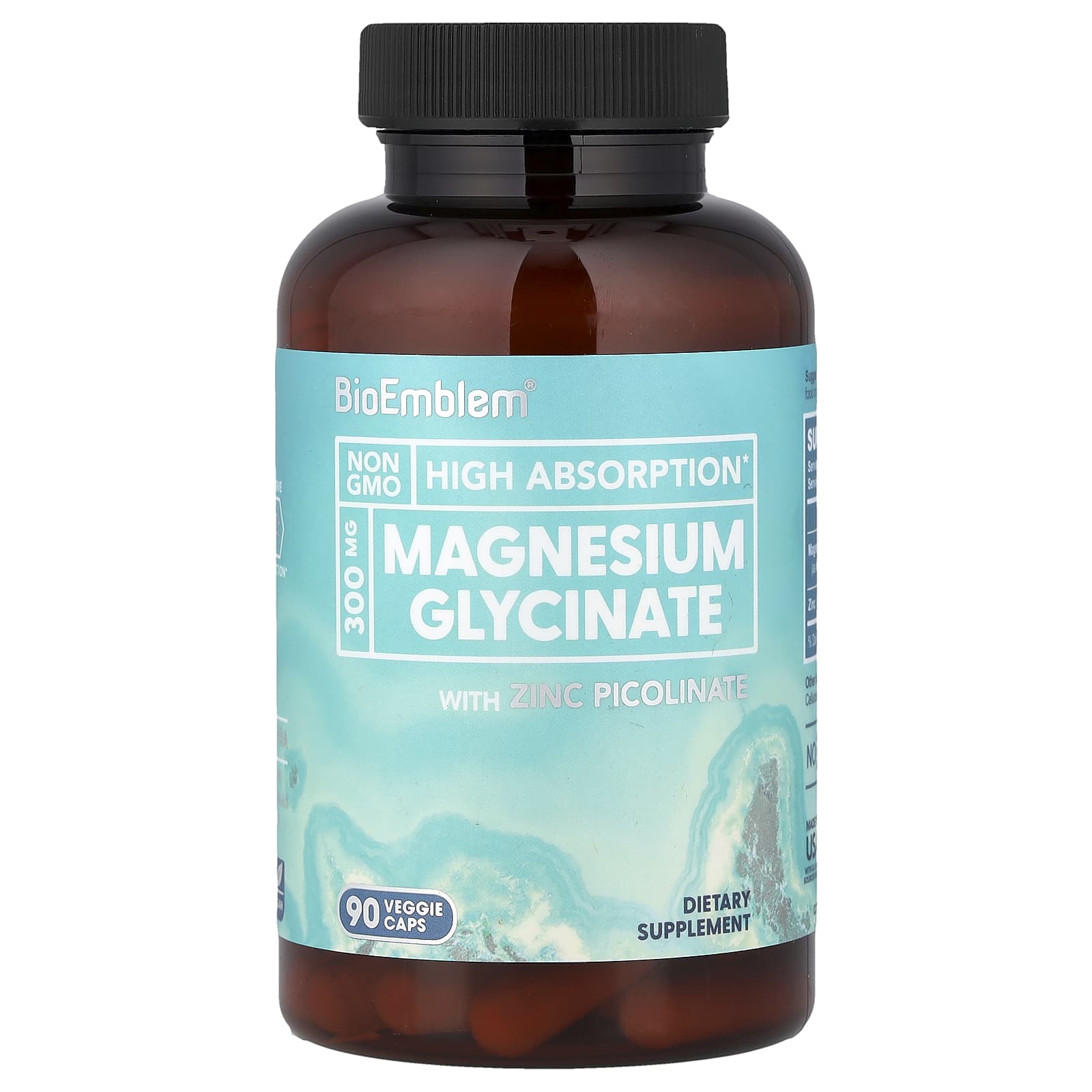 

BioEmblem, Magnesium Glycine (with Zinc Picolinate), 90 Veggie Capsules