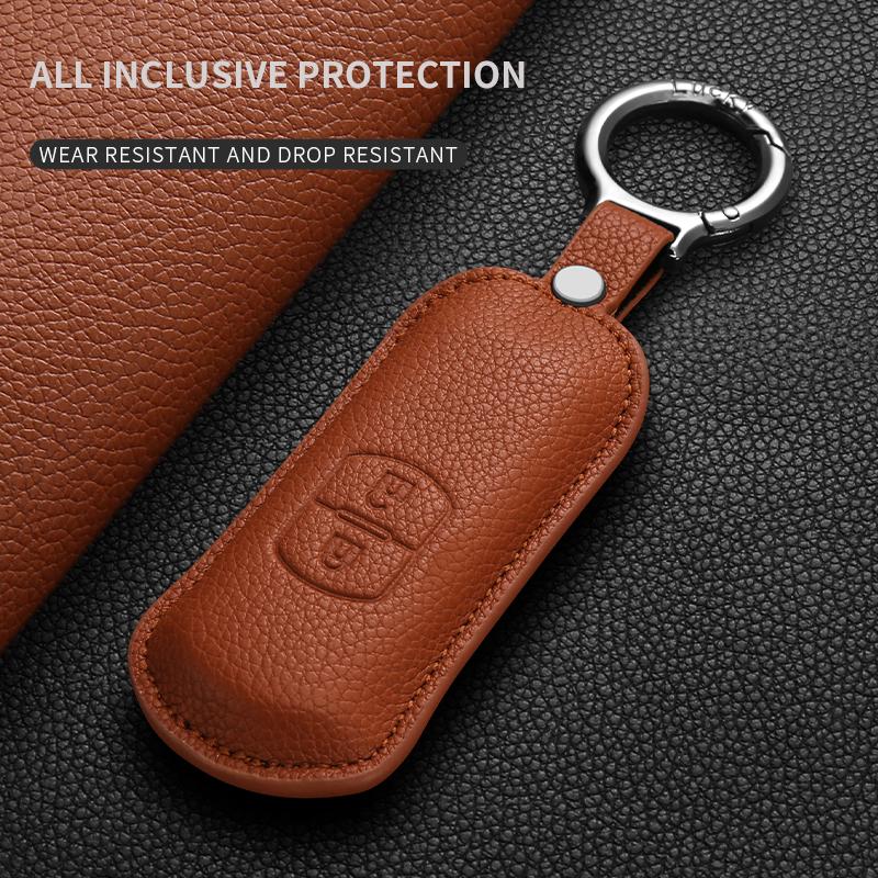 Leather Car Smart Remote Key Case Cover Shell for Mazda 3 6 Atenza Axela Demio CX5 CX3 CX7 CX9 MX5 Key Protector Fob Keychain