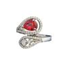 Luoxi Temple 2024 S925 Silver Pear-Shaped Pigeon Blood Red Adjustable Ring