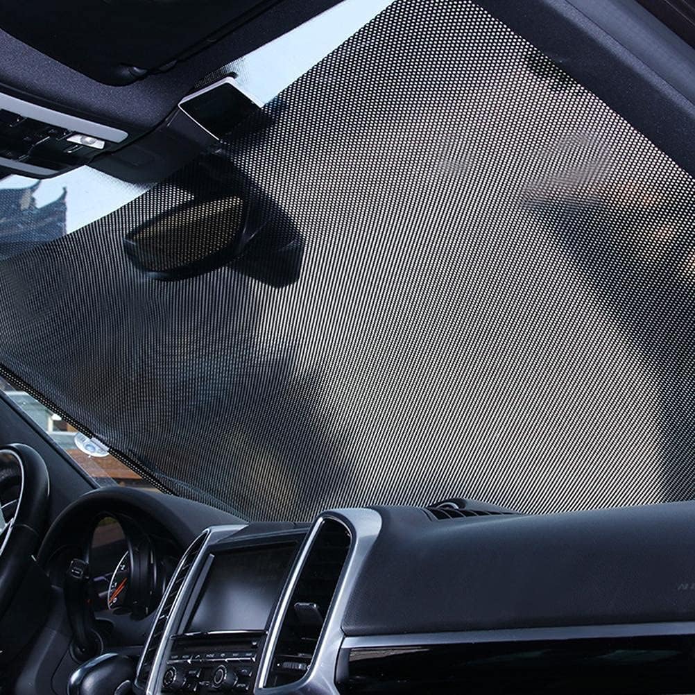 Akozon Car Sunshade, Retractable Windshield Protection Sun Automatic Block Visor Shade for Car (68x125cm(Black))