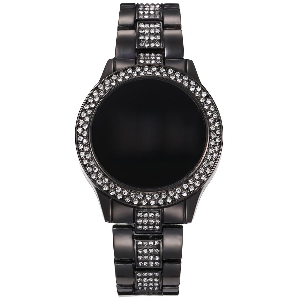 Unisex Double Row Diamond Waterproof LED Watch with Large Dial