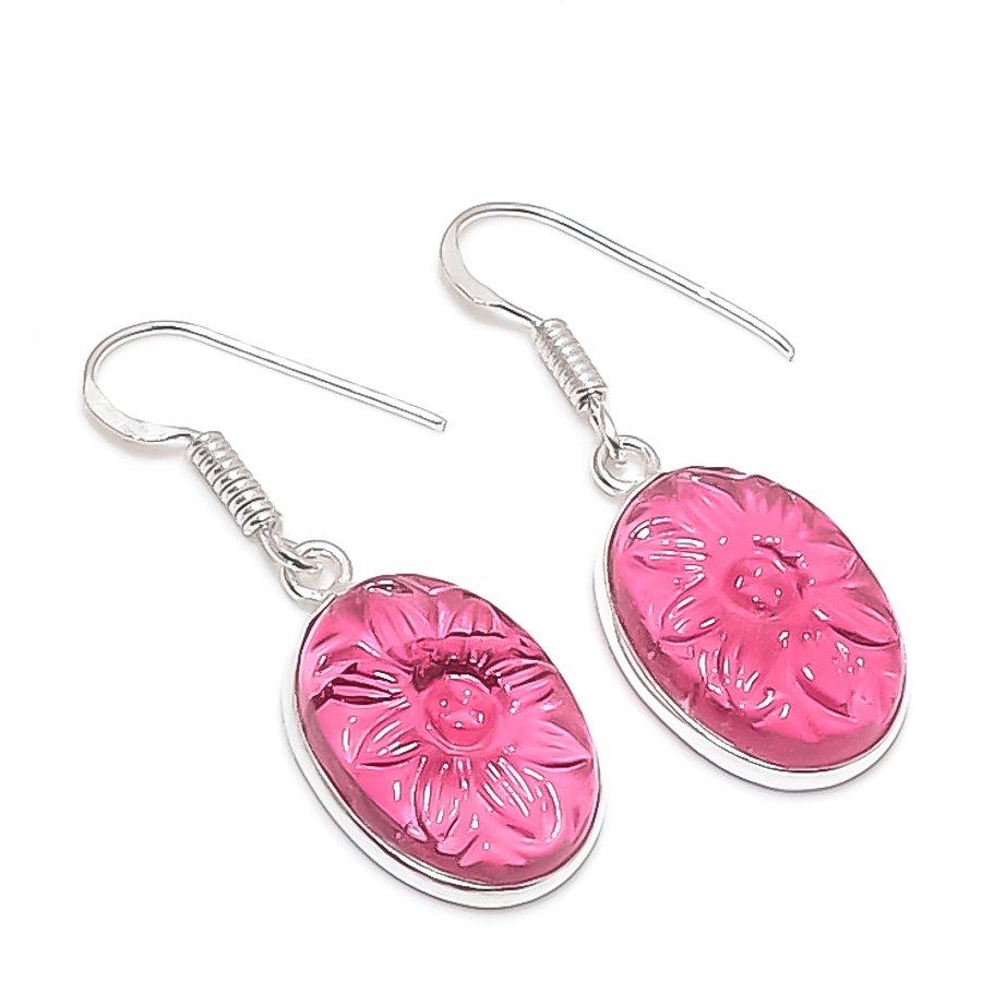 

Натуральный розовый рубеллит драгоценный камень 925 стерлинговое серебро ювелирные изделия серьга 1.54 N6s09