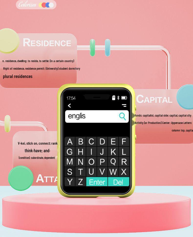 High School Student MP4/MP3 Player - Touchscreen, Bluetooth, Dictionary, and E-Book Reader