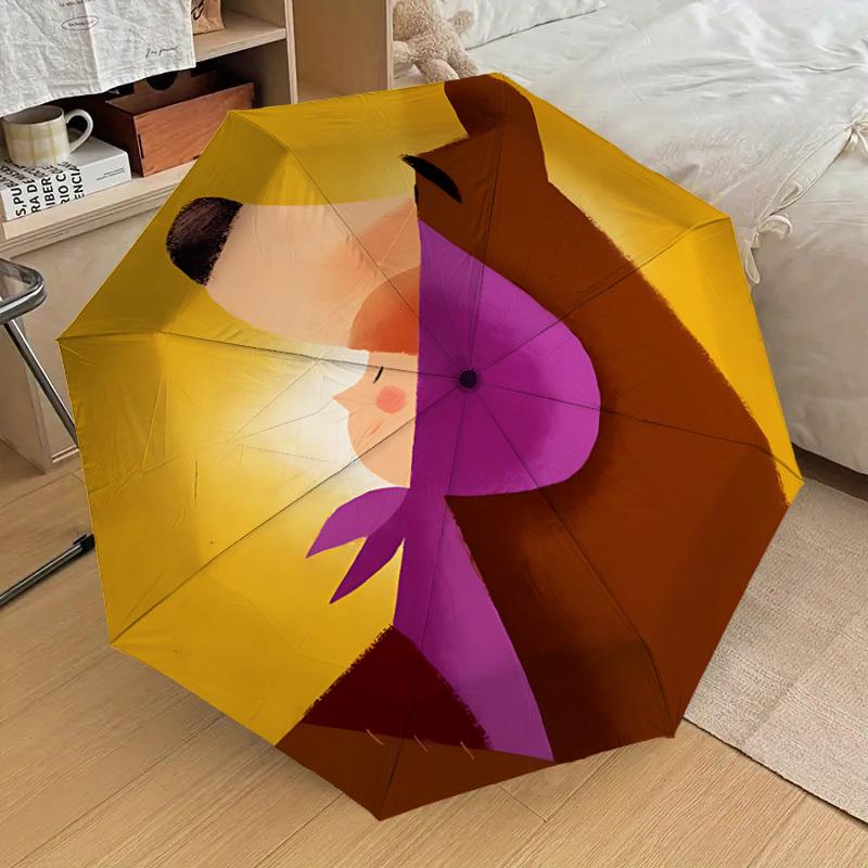 1pc Masha and the Bear Automatic Folding Umbrella, Portable Collapsible Design, Casual Outdoor Accessory, 022