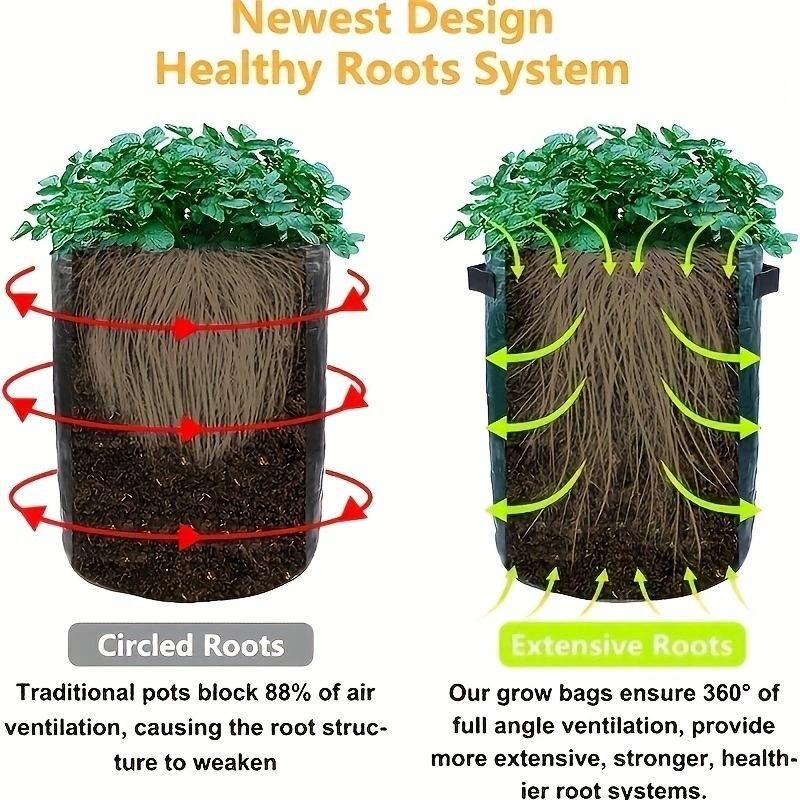 Potato Grow Bags Durable Thickened with Flap Handles Green 5/7/10 Gallon Garden Vegetable Grow Bags