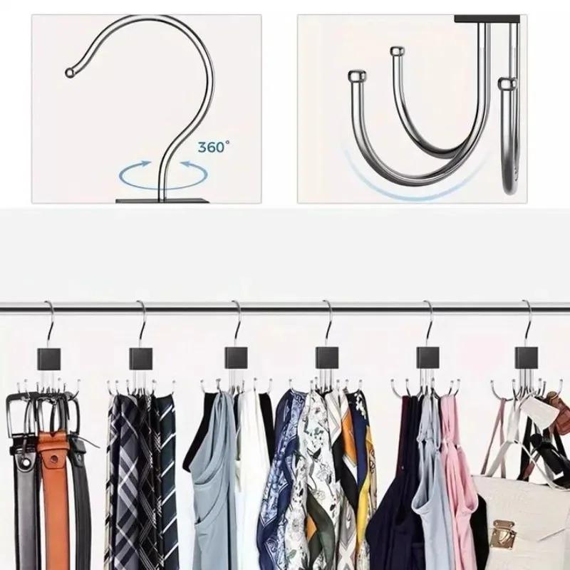 Multifunctional Multi-claw Hook 360° Rotatable Anti-rust Bag Belt Wooden Storage Rack for Bras Ties Scarves Household Closet
