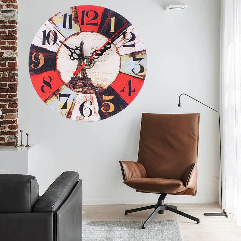 Fashion 12cm Vintage Timer Shabby Chic Antique Home Wooden Rustic Kitchen Wall Clock Silent Non-Ticking Wooden Wall Clocks