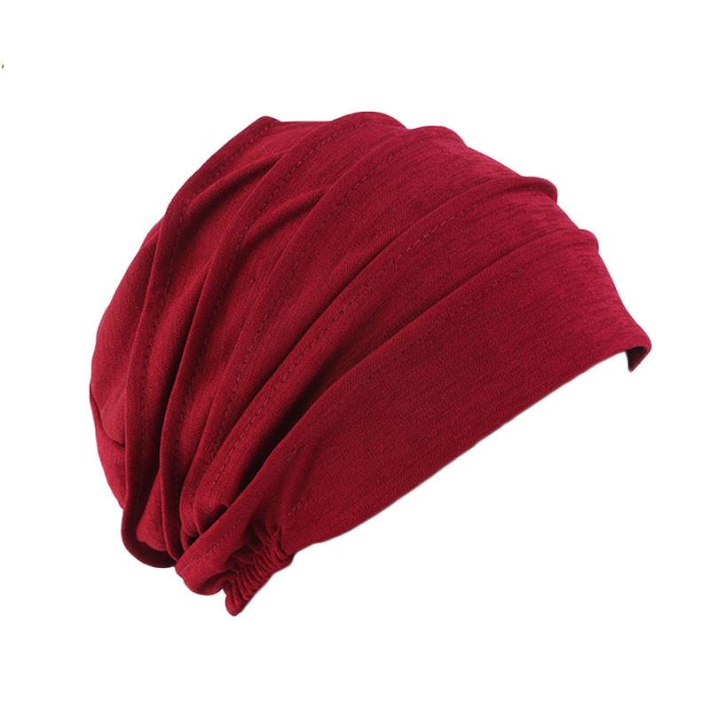 Women Breathe Hat New Women's Hijabs Turban Elastic Cloth Head Cap Hat Soft Ruffle Cancer Chemo Cap Muslim Scarf Cap