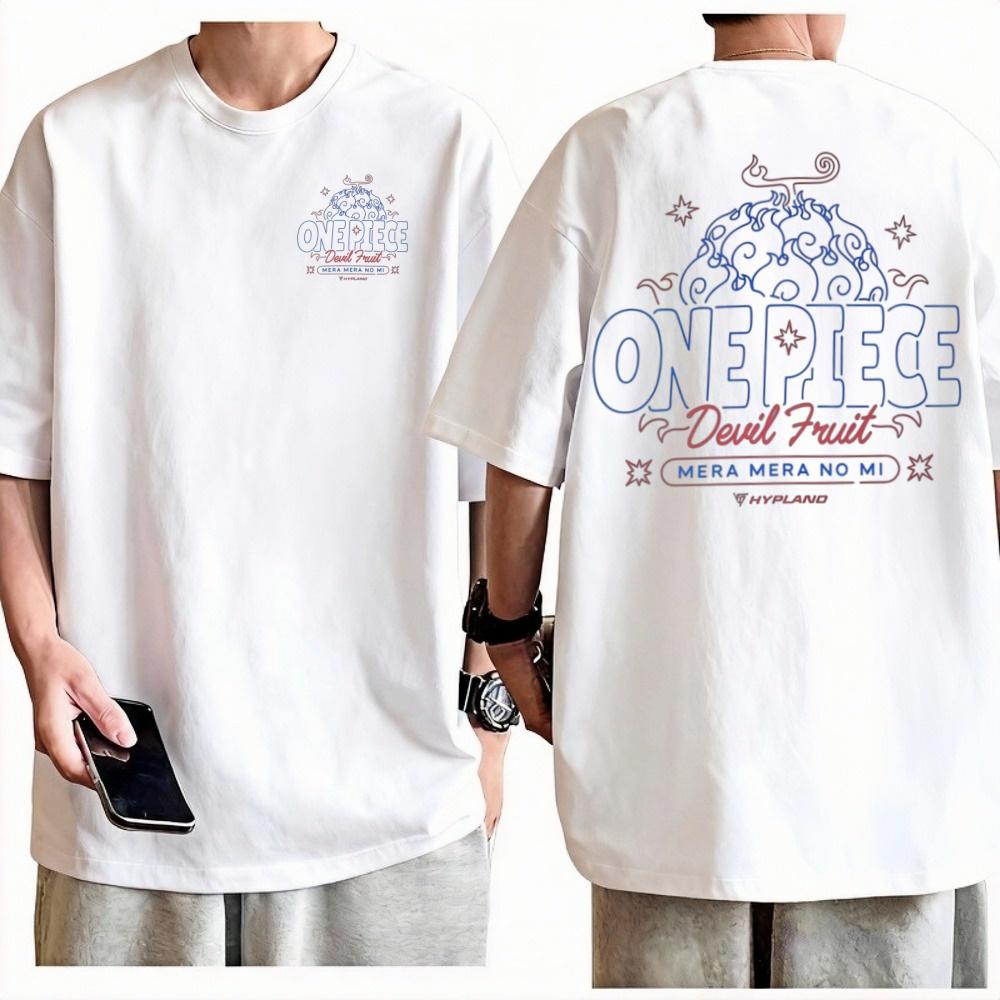 

One Piece Devil Fruit TShirt Unisex Mera Mera No Mi Graphic Print Crew Neck Oversized Pure Cotton Fashion Streetwear Tops M