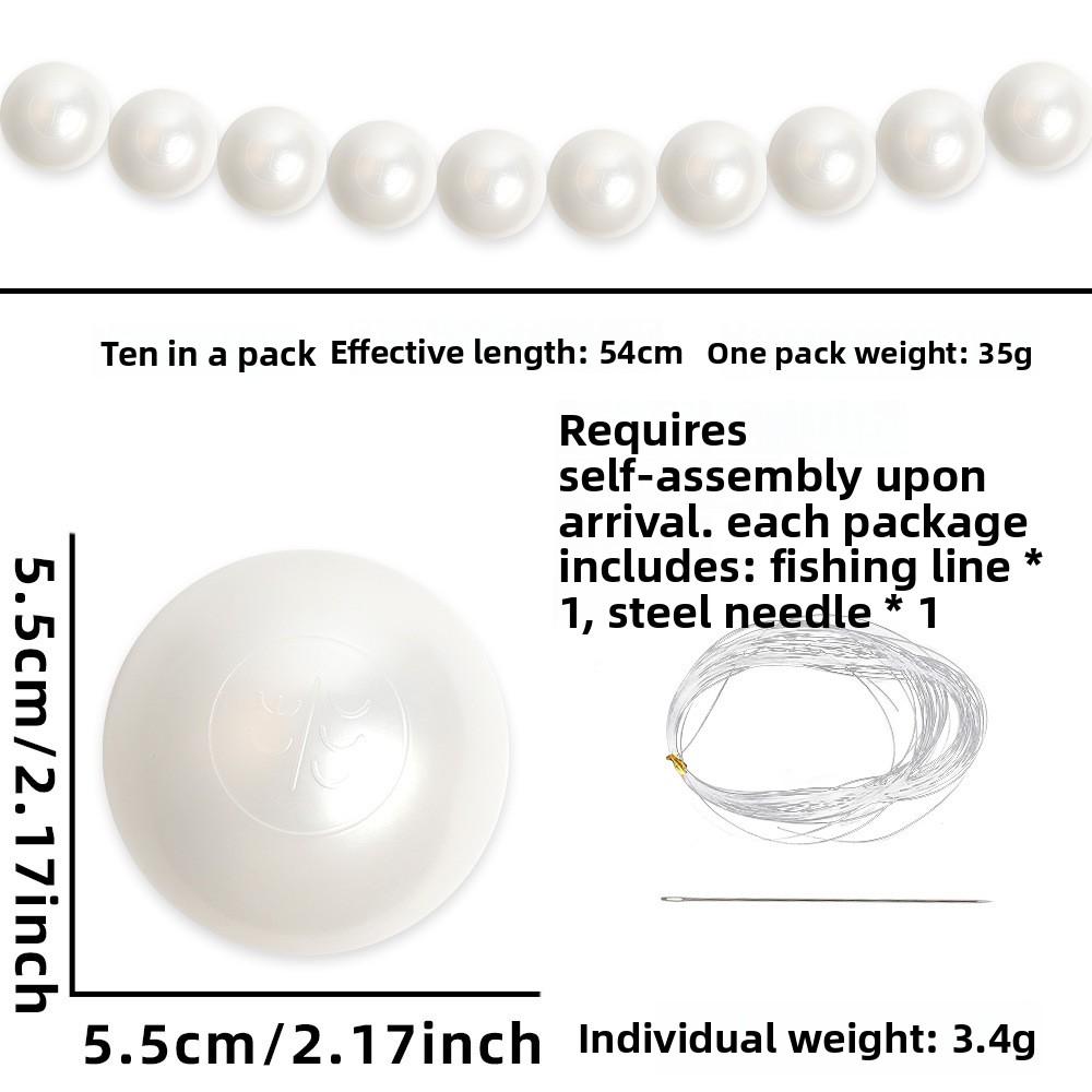 Wedding Backdrop Hanging Decor, Faux Pearl White Round Ball Ornament, DIY Beaded Garland for Ceremony Decoration